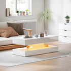 HOMCOM High Gloss Coffee Table with Adjustable LED Light - High Gloss White-Detachable LED strip for convenience