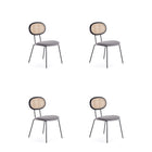 Manhattan Comfort Jardin 19.09" Industry Chic Upholstered Dining Chair - Black and Grey - Set of 4-Modern - Industry Chic Cane Dining Chair Perfect for Dining Room Use. Set of 4