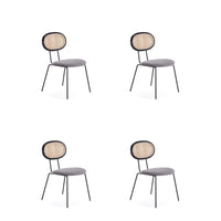 Manhattan Comfort Jardin 19.09" Industry Chic Upholstered Dining Chair - Black and Grey - Set of 4-Modern - Industry Chic Cane Dining Chair Perfect for Dining Room Use. Set of 4