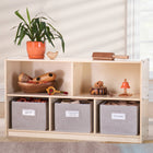 Guidecraft EdQ Essentials 30" 2-Shelf Open Storage - Natural-Single-sided storage unit features 2 open shelves