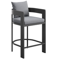 Modway Tahoe Outdoor Patio Aluminum Counter Stool - 36.5" - Grey-Aluminum Frame