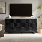 Modway Foundry Woven Design Buffet Storage Cabinet - 71" - Black-Magnetic Door Latches
