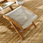 Modway Vienna Outdoor Patio Teak and Rope Folding Ottoman - Natural-Weather-Resistant