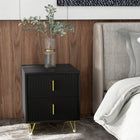 HOMCOM Nightstand with Metal Legs for Bedroom - Black-Functions perfectly as a bedside table, sofa side table, or small organizer for compact spaces