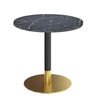 Plata Import Ruby Round Dining Table - Black-Brushed Gold Details