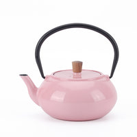 Minimal Enamelled Cast Iron Teapot - Classic Pink - 0.6 L-Cast iron teapot polished by hand for smooth finishing