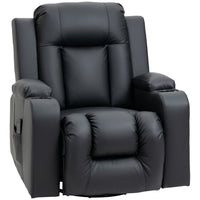 HOMCOM 8-Point Vibration Massage Recliner for Living Room - Black-Target zones in the back, lumbar, thighs, and legs. Set 8 massage modes and a massage time of 15 min to 30 min