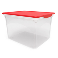 Star Plastics File Box - 32 L - Red/Clear-Capacity: 32 Litres (32 L)