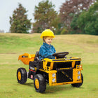 Qaba 12V Kids Ride on Car Construction Vehicle with Electric Dump Bed - Yellow-Includes extra shovel for versatile digging fun 