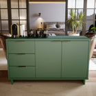 Manhattan Comfort Granville 55.04" Modern Sideboard - Sage Green-Includes 3 Full Extension Drawers with Top Drawer Designed in Vertical Textured Ribbed Lines Made from Solid Wood and 3 Concealed Shelves