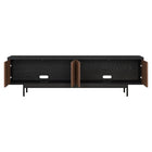 Hudson&Canal Whitman TV Stand for TV's up to 75" - Black Grain/Satin Walnut-Clean with a soft, dry cloth and no harsh chemicals or abrasive cleaning materials