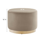 Modway Tilden Large 23" Round Performance Velvet Upholstered Ottoman - Taupe/Natural-Stain-Resistant Fabric