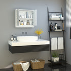 HOMCOM Wall Mount Bathroom Medicine Cabinet with Mirror - White-Two external mirrored doors with hinges for easy opening and closing  
