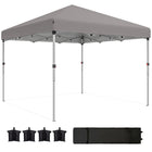 Outsunny 10 ft W x 10 ft L Pop Up Canopy Tent with Removable Sidewalls Carry Bag - Light Grey-Pop-up design allows the gazebo tent to be set up and taken down in minutes