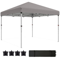 Outsunny 10 ft W x 10 ft L Pop Up Canopy Tent with Removable Sidewalls Carry Bag - Light Grey-Pop-up design allows the gazebo tent to be set up and taken down in minutes