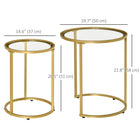 HOMCOMNesting Coffee Tables with Metal Base - Gold - Set of 2-Stackable when not in use for space-saving 