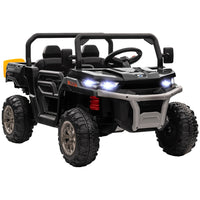 Aosom 12V Kids 2-Seater Ride-On UTV - Black-Two-seater design for sharing driving pleasure with friends 
