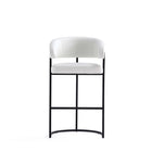 Manhattan Comfort Augusta 22.8" Modern Leatherette Upholstered Barstool - White - 3 Pack-Rounded Backrest. Seat Height: 29.7"