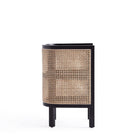 Manhattan Comfort Versailles 11.81" Industry Chic End Table 2-Piece Set - Black/Natural Cane-Includes 2 Fixed Shelves Perfect for Magazines and Home Decor