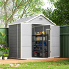 Outsunny 6' x 5' Outdoor Storage Shed-Transparent window invites natural light, brightening interior
