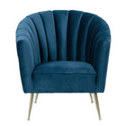 Manhattan Comfort Rosemont 32.28" Mid-Century Modern Velvet Upholstered Accent Chair - Blue and Gold - 2 Pack-4 Splayed Leg Design in Gold