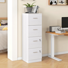 HOMCOM 4 Drawer Lockable Vertical Filing Cabinet - White-2 lockable drawers include 4 keys for secure storage 