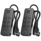 ShoppingAll Huntkey Surge Protector Power Strip with 6 Outlets and 2 USB Ports - 4' - Black - 2 Pack-Features 6 AC outlets plus 1 USB-A and 1 USB-C port with shared 5V/2.4A output for phones, tablets, computers, TVs, and other everyday devices