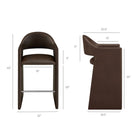 Modway Talia 41" Vegan Leather Bar Stool - Espresso-Curved Back Barrel Design