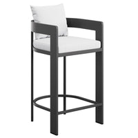 Modway Tahoe Outdoor Patio Aluminum Bar Chair - 44.5" - White-Aluminum Frame