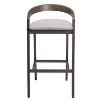 Zuo Troy Barstool - Dove Grey/Espresso - Set of 2-Cozy polyester linen fabric