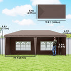 Outsunny 10 ft W x 20 ft L Outdoor Pop Up Canopy Tent with Carrying Bag - Coffee-Solid steel frame and adjustable legs offer stable support where needed