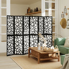 HOMCOM 6 Panel Geometric Pattern Freestanding Room Divider for Bedroom - Black-This six-panel room divider expands to 94.5" (240 cm) wide for flexible space management 
