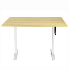 Ezywork Manual 55" Long Electric Height Adjustable Standing Desk - 55" x 24" - White Frame / Bright Wood Table Top-Whole piece table top 55" x 24" (140cm x 60cm) 