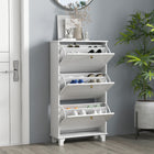 HOMCOM Modern Shoe Cabinet with 3 Flip Drawers for 12 Pairs - White-Adjustable or removable shelves offer flexible storage options