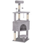 PawHut 54" Cat Tree with Large Cozy Condo and Plush Top Perch - Light Grey-Multi-level tower with a condo and perch for climbing, playing, and napping 