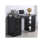 HOMCOM 47.25" Computer Desk with Storage - Black-Colour: Black 
