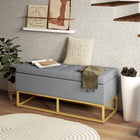 HOMCOM Upholstered Flip Top Storage Ottoman Bench - Grey-Colour: Grey