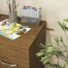 Vinsetto 2-Drawer Lateral Filing Cabinet with Lock - Light Brown-Plastic foot pads to protect your floor