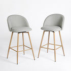 Homy Casa 26'' Counter Height Bar Stools with Grey Upholstered Fabric Seat - 2 Pack-Comfortable Design: Ergonomically shaped backrest and cushioned seat ensure long-lasting comfort.