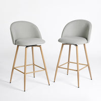 Homy Casa 26'' Counter Height Bar Stools with Grey Upholstered Fabric Seat - 2 Pack-Comfortable Design: Ergonomically shaped backrest and cushioned seat ensure long-lasting comfort.