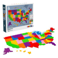 Plus-Plus Plus-Plus Puzzle By Number - Map of the United States - Set of 1400 Pieces-Flip the poster over to discover over 700 interesting state facts— flags, mottos, state capitals, and more