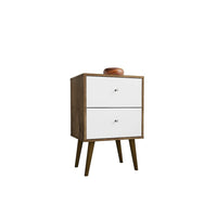 Manhattan Comfort Liberty 2.0 Nightstand, Rustic Brown/White (204AMC96)-Modern Nightstand for Bedroom or Living Room use.