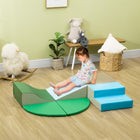 Qaba Toddlers Climb, Crawl and Slide Soft 6-Piece Play Set - Blue/Green-Soft, robust foam ensures safe play and long-lasting fun 
