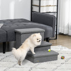 PawHut 3-Tier Pet Stairs with Storage Box for High Bed-Top of the steps can be opened and used for storage needs 