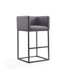 Manhattan Comfort Embassy 21" Mid-Century Modern Faux Leather Upholstered Bar Stool - Grey and Black - 3 Pack-Simplistic Tight Back Chair Design
