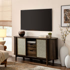 Modway Reid 63" Curved Sideboard - Walnut-Synthetic Rattan Sliding Doors