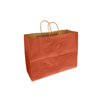 Eddie's 100% Recycled Kraft Shopper Paper Bag - 16" L x 6" W x 12" D - Terra Cotta Orange - 250 Pack-16" x 6" x 12"
