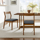 Modway Solara Vegan Leather Wood Dining Side Chairs - Walnut/Black - 2 Pack-Minimalist Design