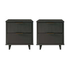 Manhattan Comfort Granville 18.11" Modern 2-Drawer Nightstand 2-Piece Set - Dark Grey-Modern-Contemporary with a taste of Glam - Nightstand for Bedroom and Living Room Use. Set of 2