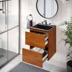 Modway Scenic 18" Wall-Mount Bathroom Vanity - Cherry/Black-Drywall Friendly Mounting Cleat